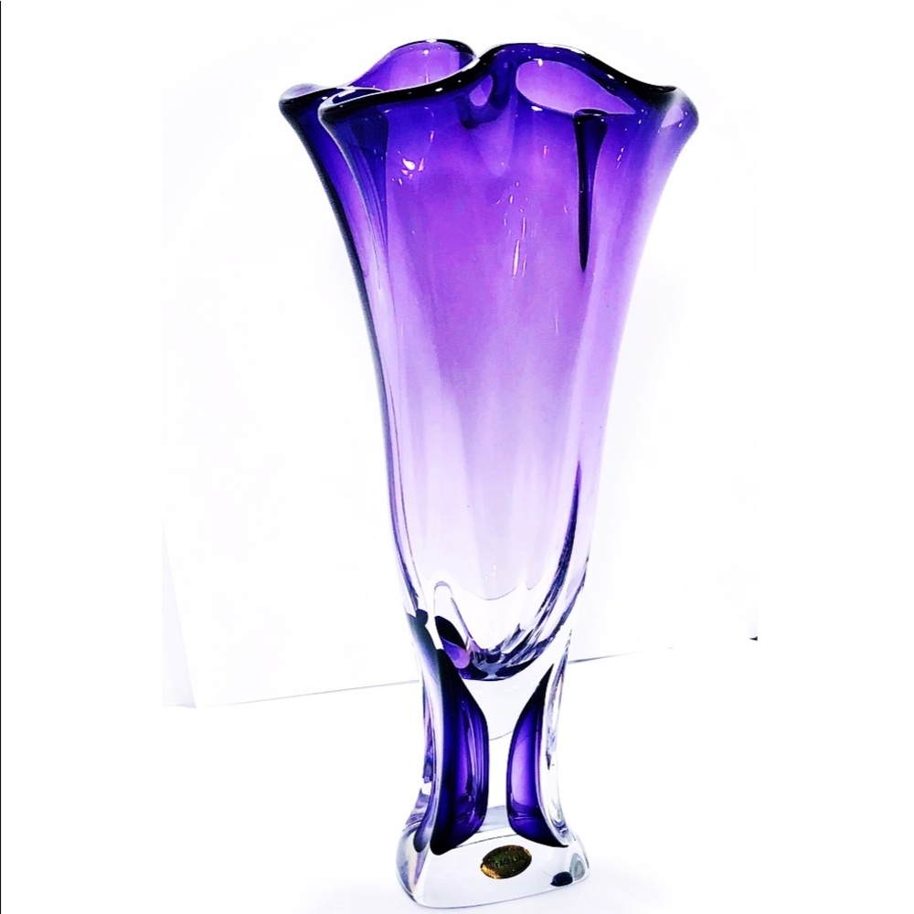 Majestic Purple Ombre Signed Vase.